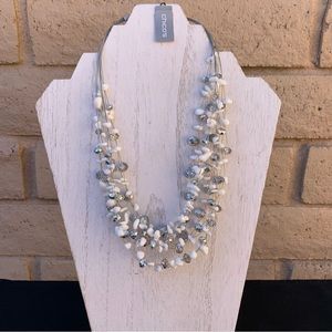 NWT Chico’s Silver and White Necklace Multistrand Necklace